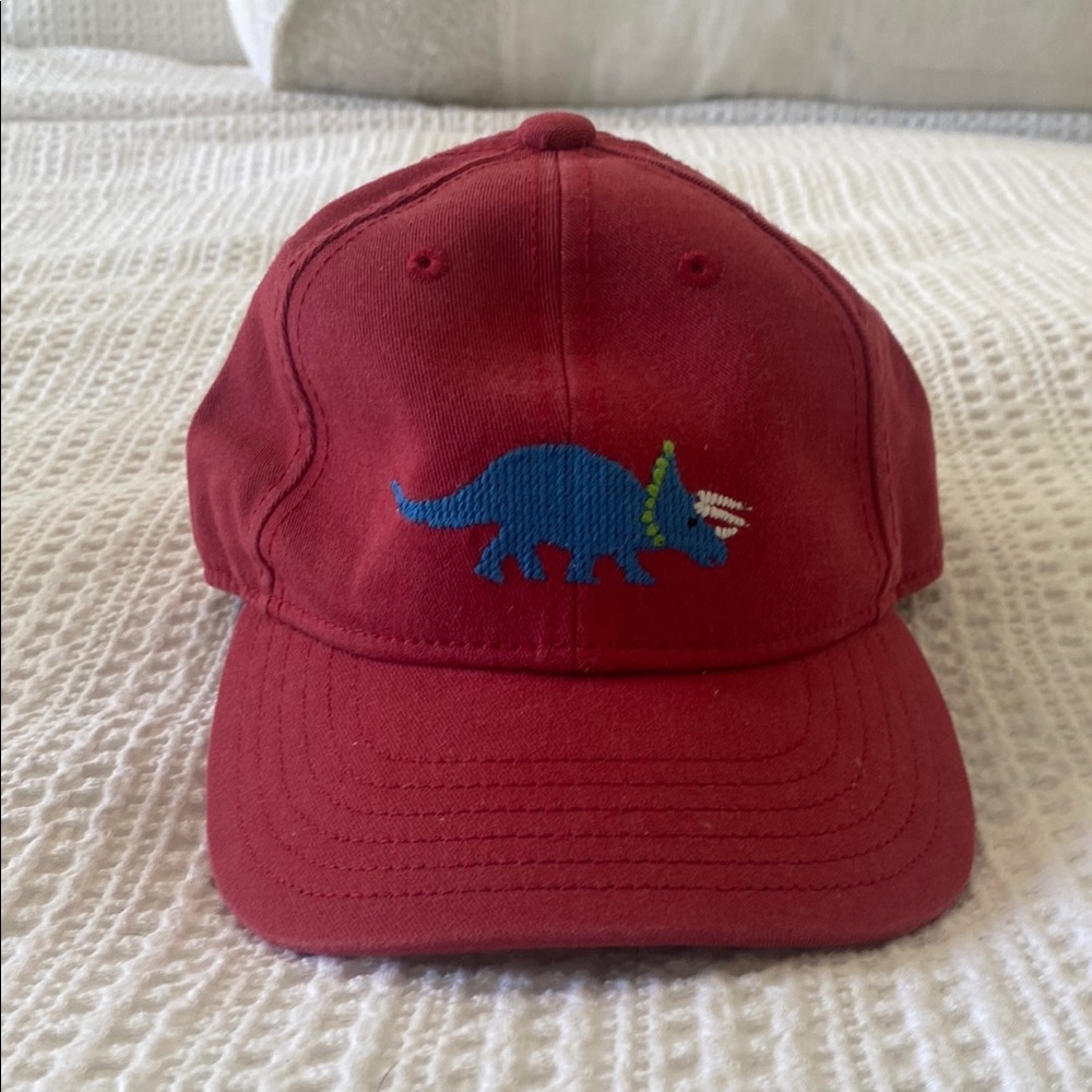 Boys Red Triceratops Embroidered Cap